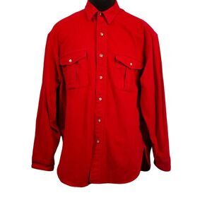 80's Vintage Eddie Bauer Men's Chamois Shirt Dark Garnet Red, Size L